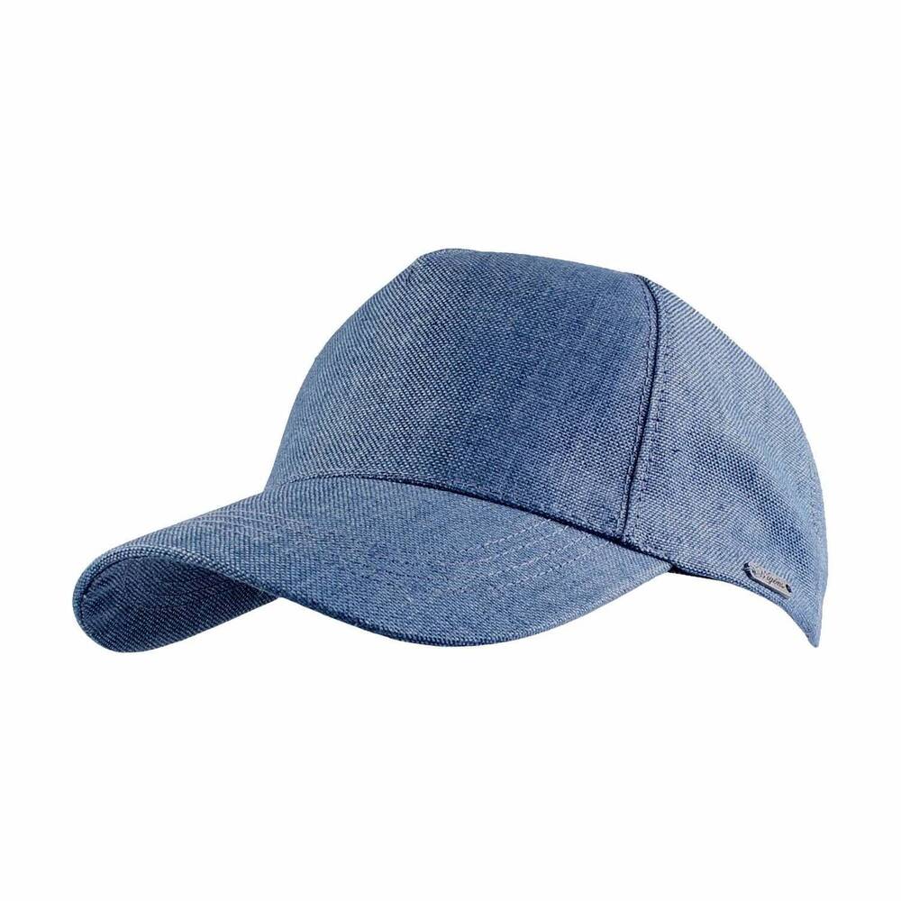 NEW WIGENS men's baseball contemporary cap in denim blue hopsack linen